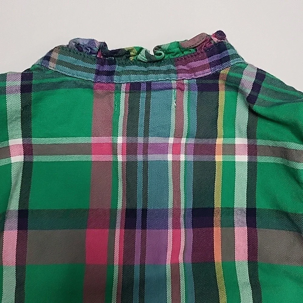 RALPH LAUREN Infant Girl Size 18mo Plaid Print‎ Long Blouse Tunic Top